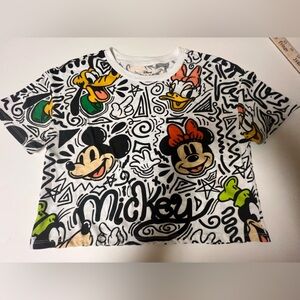 DISNEY MICKEY & FRIENDS SIZE SMALL CROPPED TOP  -  MULTI-COLORED